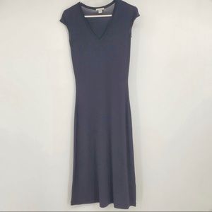 Halogen V Neck Black Midi Dress Fitted Bodycon